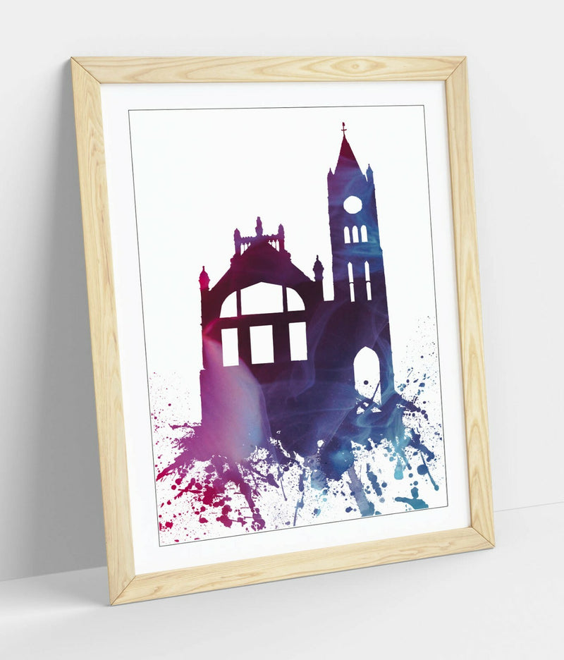 Framed Wall Art - Derry Guildhall Print | Handmade UK Art, Natural Wood Frame
