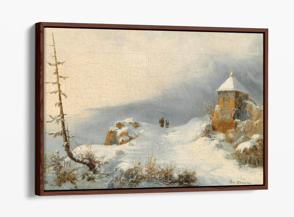 REMIGIUS ADRIANUS HAANEN, WINTER LANDSCAPE -FLOAT EFFECT CANVAS WALL ART PRINT