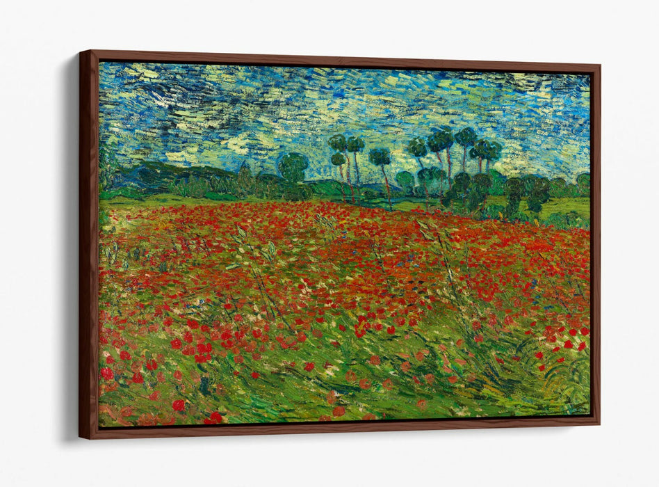 VAN GOGH POPPY FIELD -FLOAT EFFECT CANVAS WALL ART PIC PRINT- GREEN BLUE