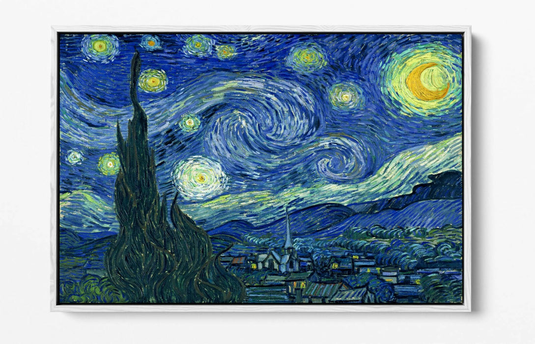 VAN GOGH STARRY NIGHT -FLOAT EFFECT CANVAS WALL ART PIC PRINT- YELLOW