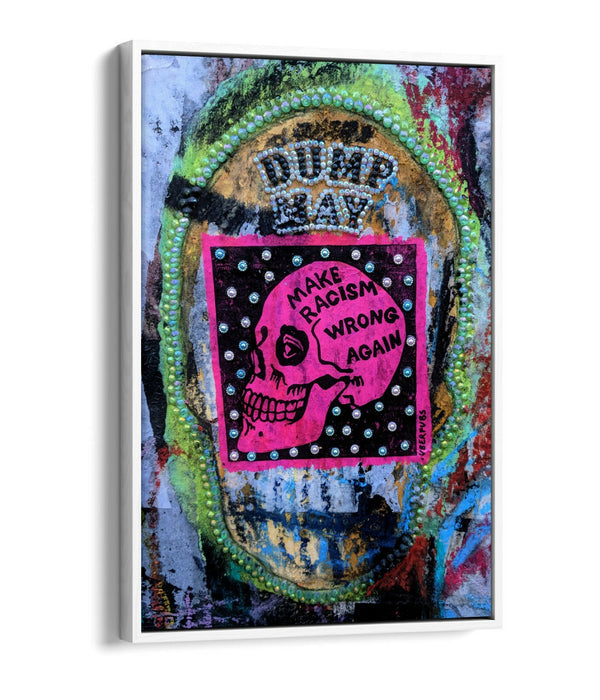 ANTI RACISM EAST LONDON GRAFFITI -FLOAT EFFECT CANVAS WALL ART PIC PRINT- PINK