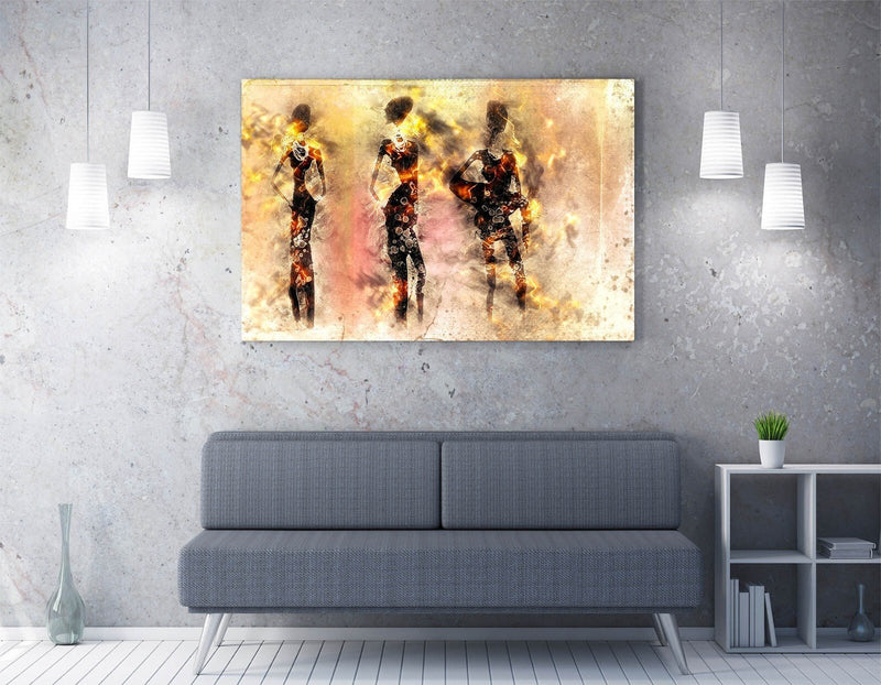 African Silhouette Art - Framed Canvas Print | Vibrant Abstract Wall Decor