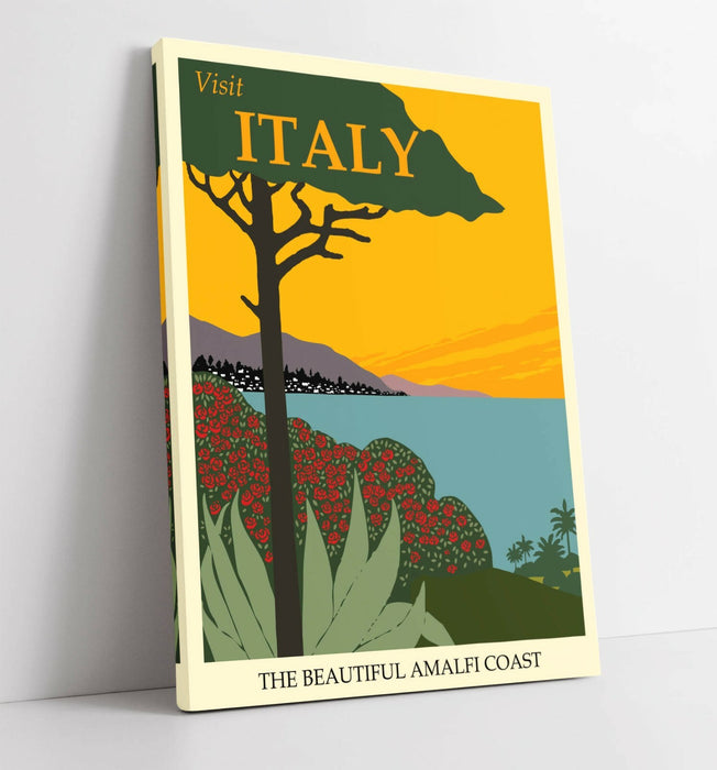 VINTAGE RETRO ITALY TRAVEL POSTER -CANVAS WALL ART PICTURE PRINT- BLUE