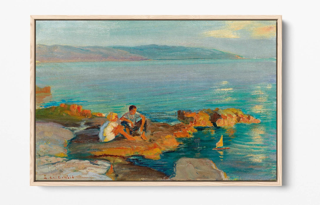 Canvas Wall Art Print - Children Beach Art With Float Effect On Premium MDF Frame