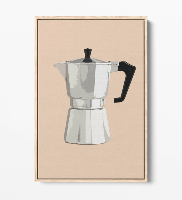 Moka Pot Coffee Poster - Premium Float Effect Canvas | Handmade Kitchen Decor Print