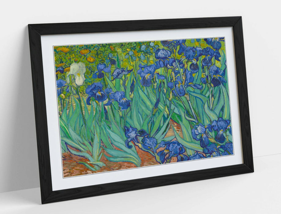 VAN GOGH IRISES -ART FRAMED POSTER PICTURE PRINT ARTWORK- BLUE GREEN