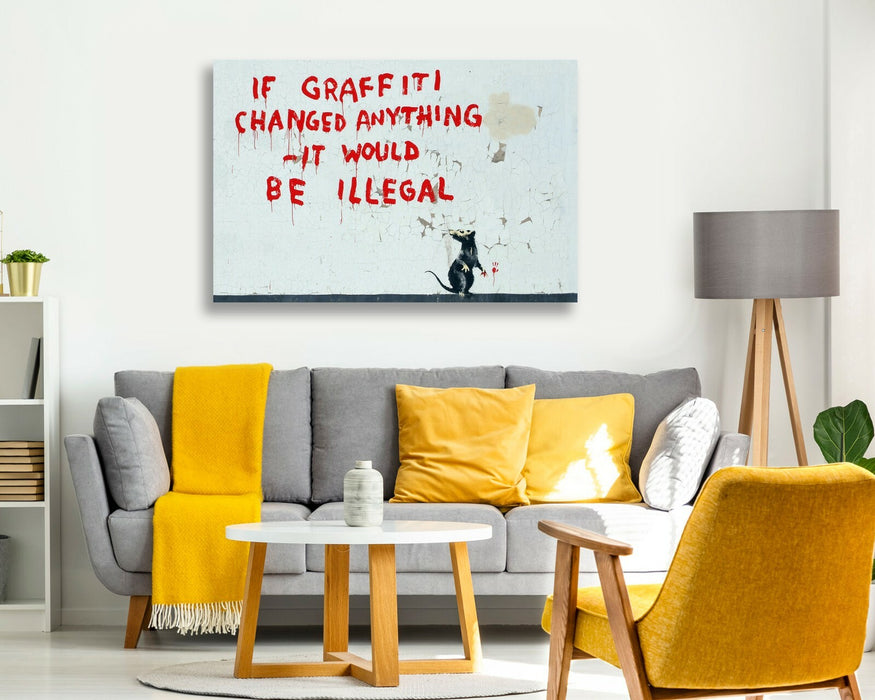 BANKSY CANVAS WALL ART PRINT STREET ARTWORK  IF GRAFFITI CHANGED ANYTHING