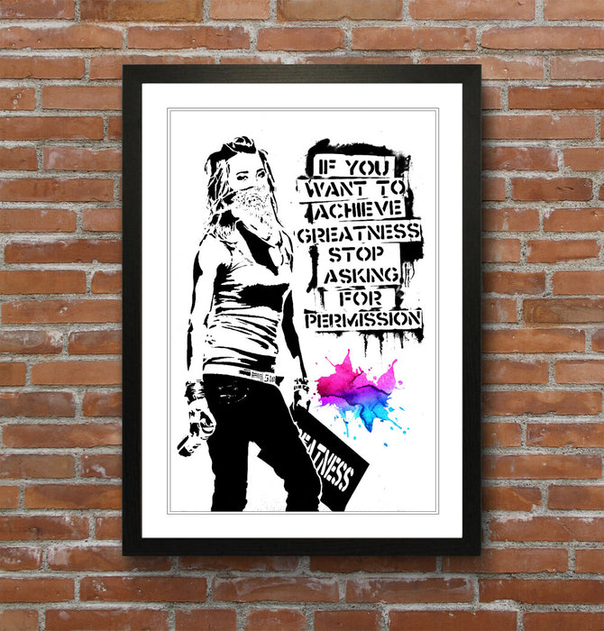Banksy Framed Poster – Urban Art Decoration | Matte Paper Print | 4 Sizes