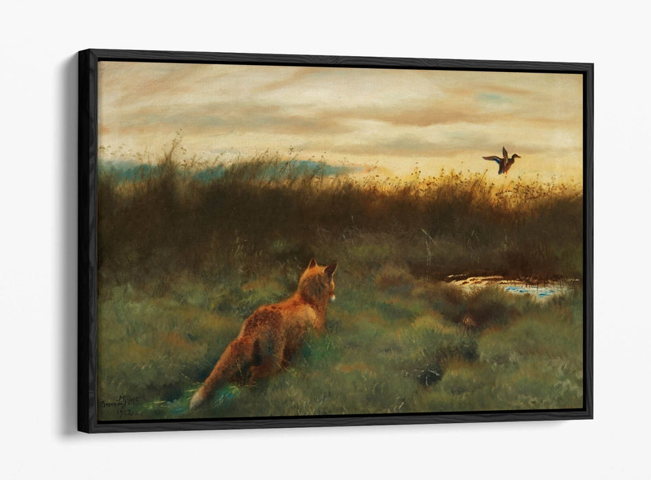 Canvas Wall Art - Bruno Liljefors Fox And Duck Float Effect Print On Canvas