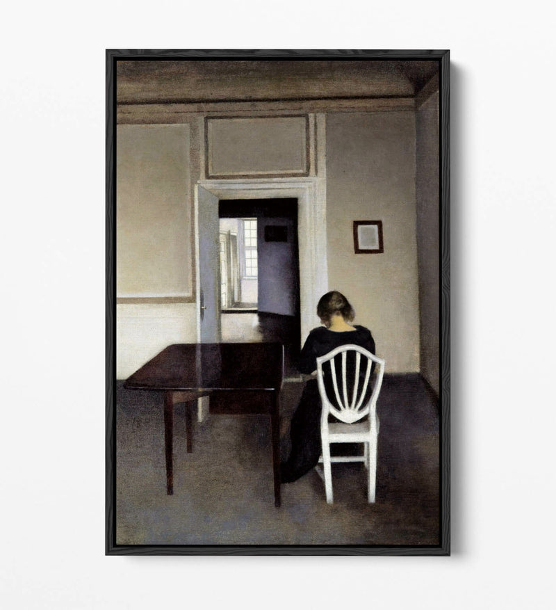 Canvas Wall Art | Vilhelm Hammershoi Interior With Ida - Stylish Float Effect Print