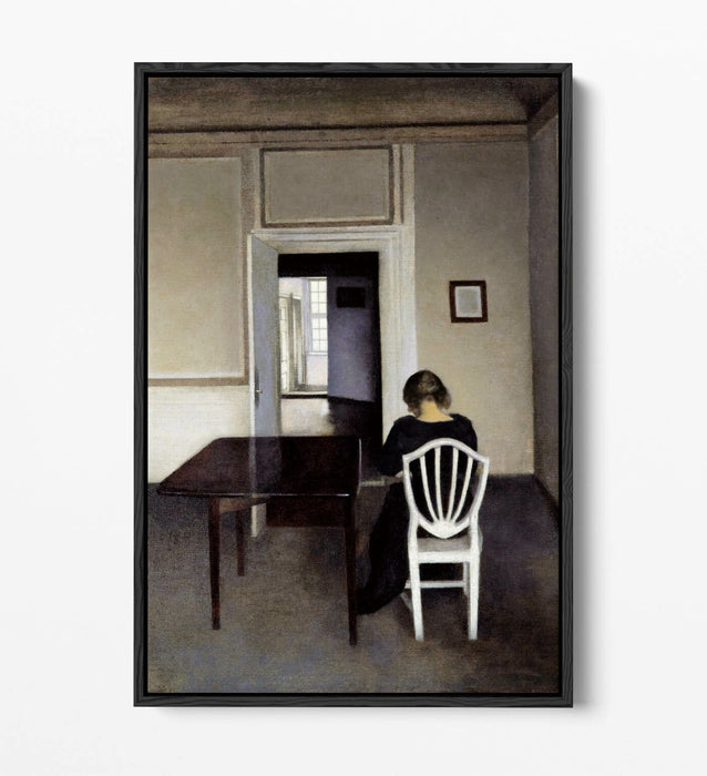 VILHELM HAMMERSHOI INTERIOR WITH IDA -FLOAT EFFECT CANVAS WALL ART PICTURE PRINT