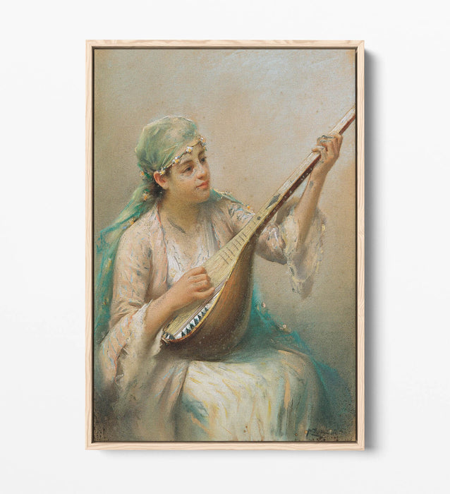 Float Effect Canvas Art - Woman Playing Instrument | Premium 30mm Deep Frame