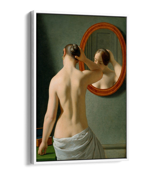 C.W ECKERSBERG, WOMAN IN FRONT OF MIRROR -FLOAT EFFECT CANVAS WALL ART PIC PRINT