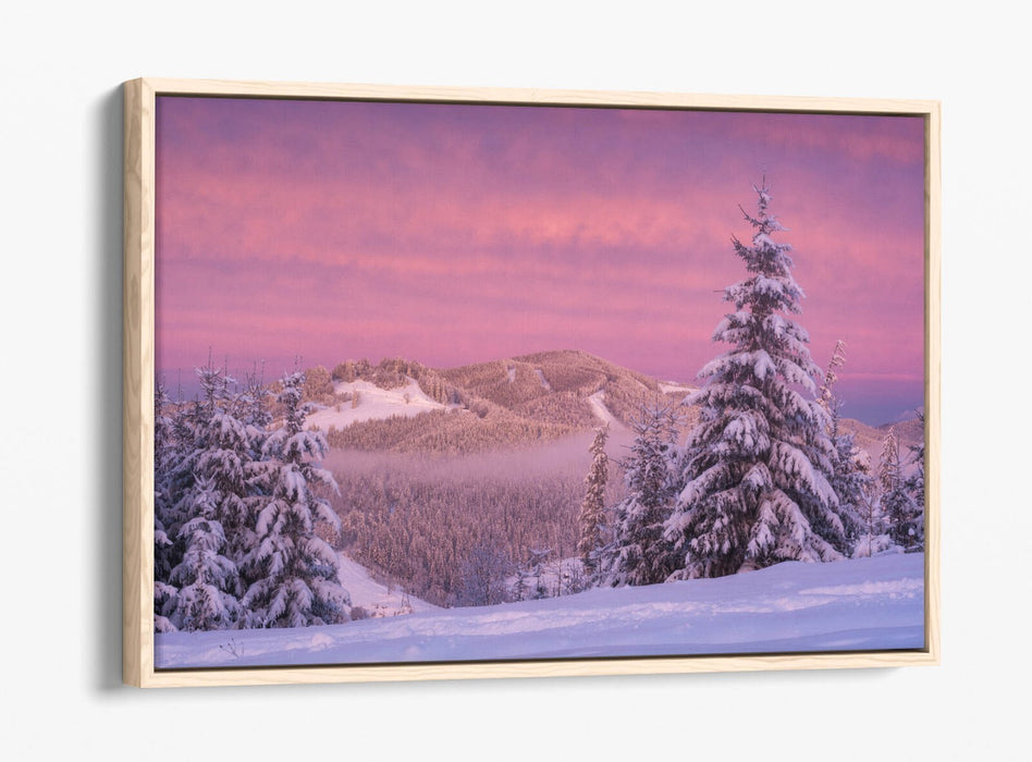 Canvas Wall Art - Pink Morning Landscape Gorgany Photography | Float Effect Print