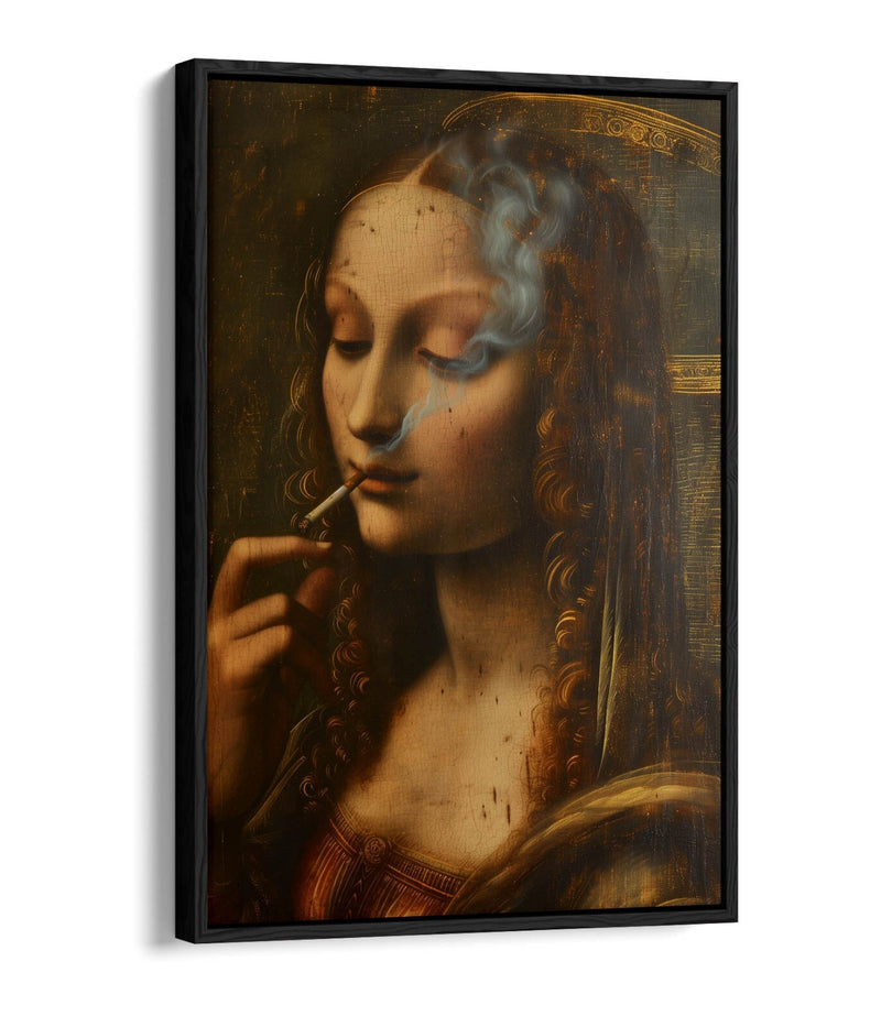 Canvas Art Print – Renaissance Smoking Woman | Modern Float Effect Wall Decor