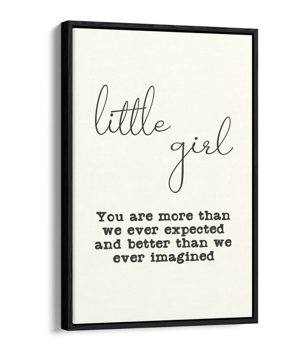 "LITTLE GIRL" NURSERY BABY ROOM QUOTE SLOGAN -FLOAT EFFECT CANVAS WALL ART PRINT