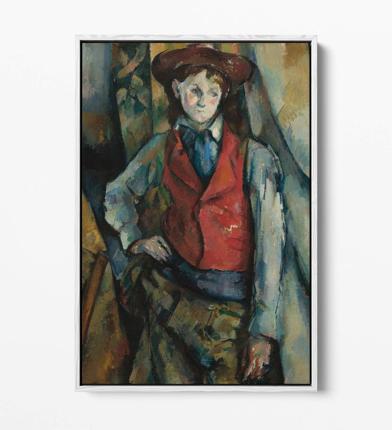 Canvas Wall Art Print - Paul Cézanne Boy In Red Vest | Float Effect, Handmade
