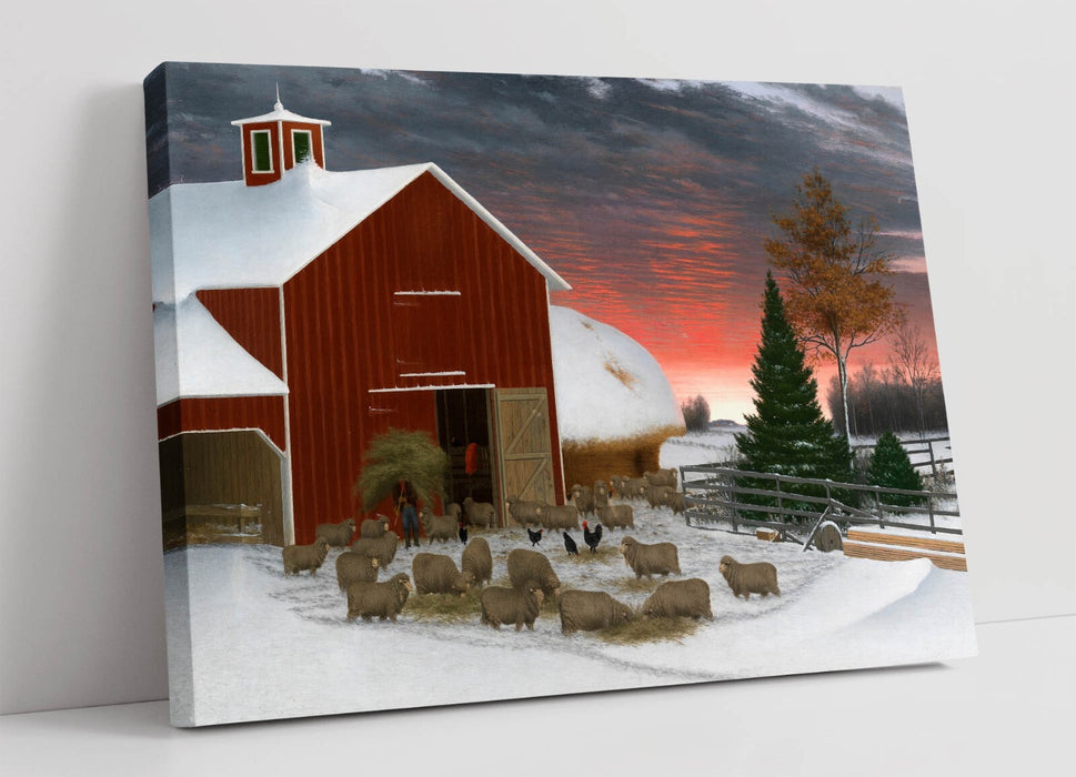 Canvas Wall Art - Horatio Shaw Barnyard Winter Print | Handmade Ready To Hang