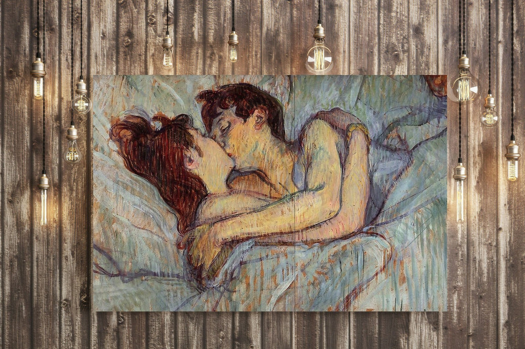 Henri Lautrec In bed the Kiss Love CANVAS WALL ART PRINT PAINTING FRAMED