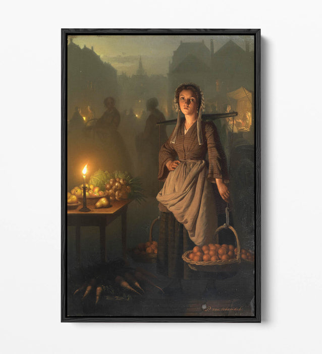PETRUS VAN SCHENDEL, MARKET BY CANDLIGHT -FLOAT EFFECT CANVAS WALL ART PIC PRINT