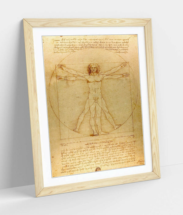 Vitruvian Man Poster – Leonardo Da Vinci Art Framed Vintage Wall Print