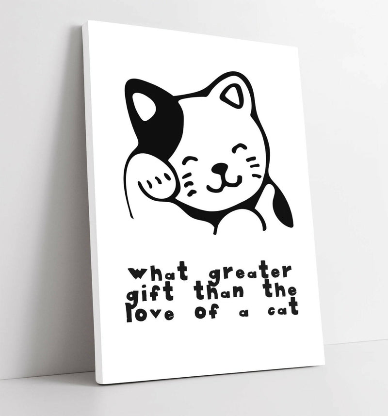Cat Canvas Wall Art - Handmade Love Of A Cat Quote Print | Premium Varnish Finish