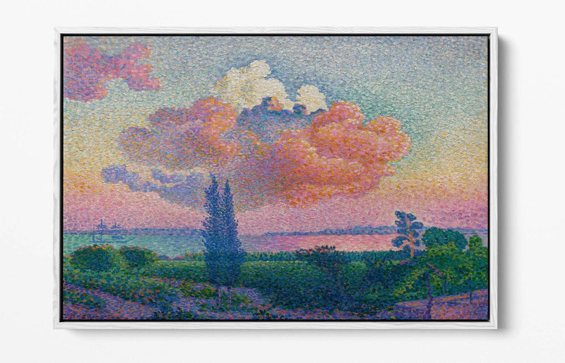 Float Effect Canvas Art - Pink Cloud Artwork on Handmade MDF Frame Canvas Print