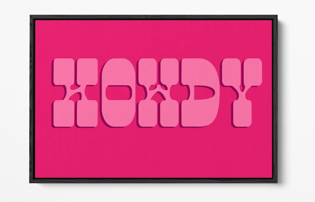 "HOWDY" TRENDY PINK COWBOY QUOTE -FLOAT EFFECT CANVAS WALL ART PRINT
