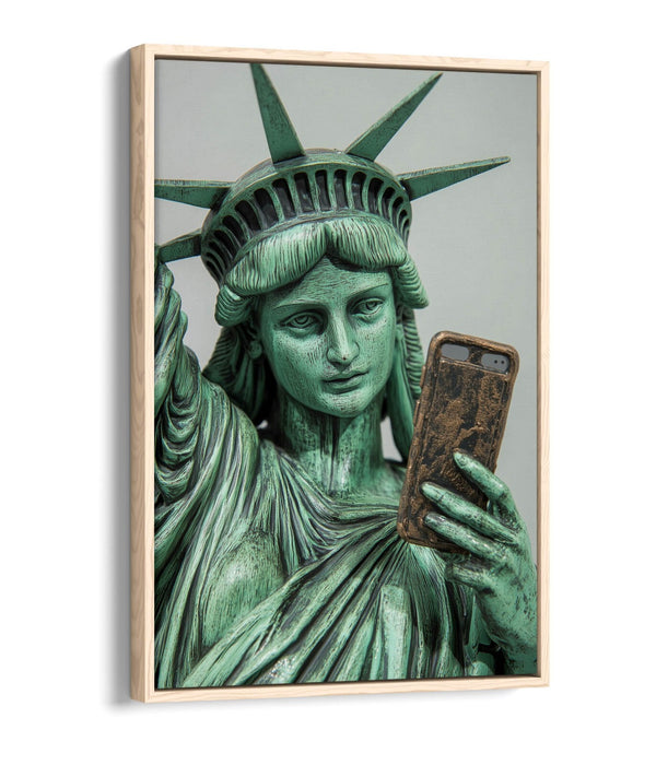 Funny Statue Of Liberty Art – Float Effect Canvas Wall Art With Premium Varnish Finish