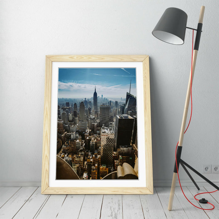 NEW YORK CITYSCAPE AERIAL -ART FRAMED POSTER PICTURE PRINT ARTWORK- PHOTOGRAPHY