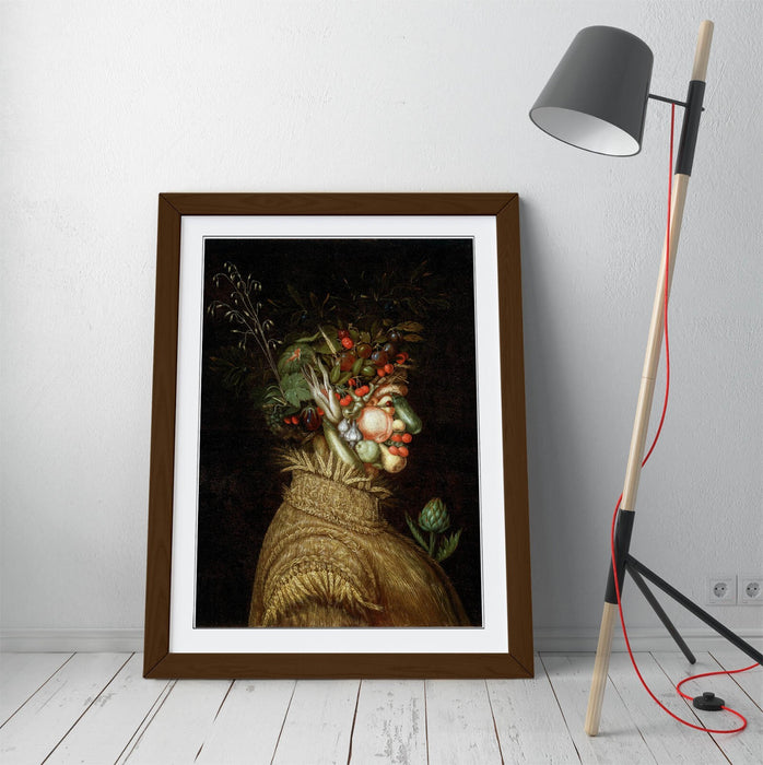 Framed Wall Art Poster - Giuseppe Acrimboldo Summer Portrait Print | Handmade UK