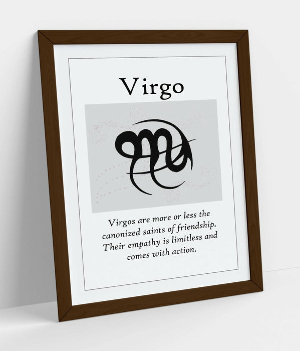 VIRGO STAR SIGN ZODIAC ASTOLOGY QUOTE SLOGAN -FRAMED WALL ART PICTURE PRINT