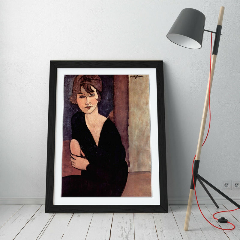 Modigliani Framed Wall Art – Handmade UK Portrait Print with Wood Grain Frame
