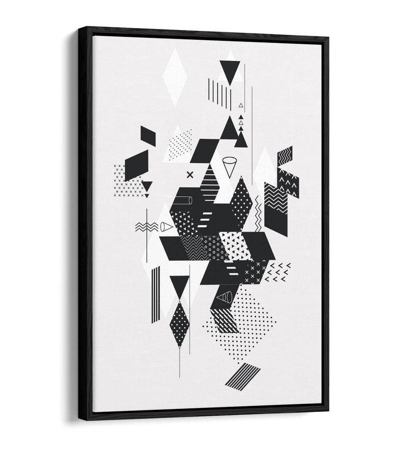 Canvas Wall Art - Abstract Black White Decor | Float Effect Canvas Print