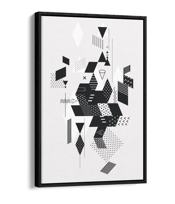 Canvas Wall Art - Abstract Black White Decor | Float Effect Canvas Print