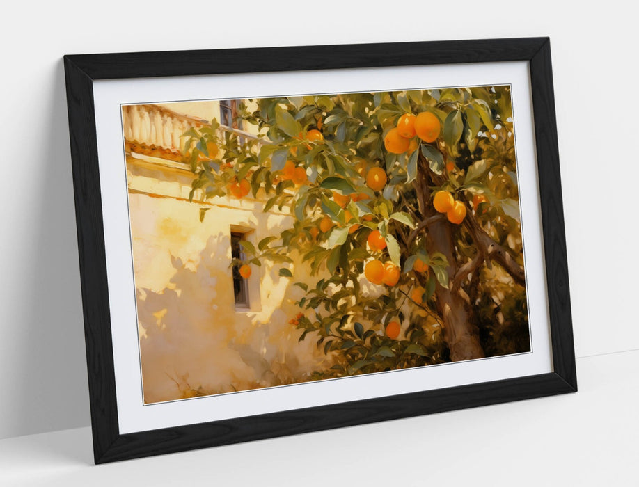 Impressionist Wall Art – Framed Orange Tree Poster Print With Faux Wood Frame