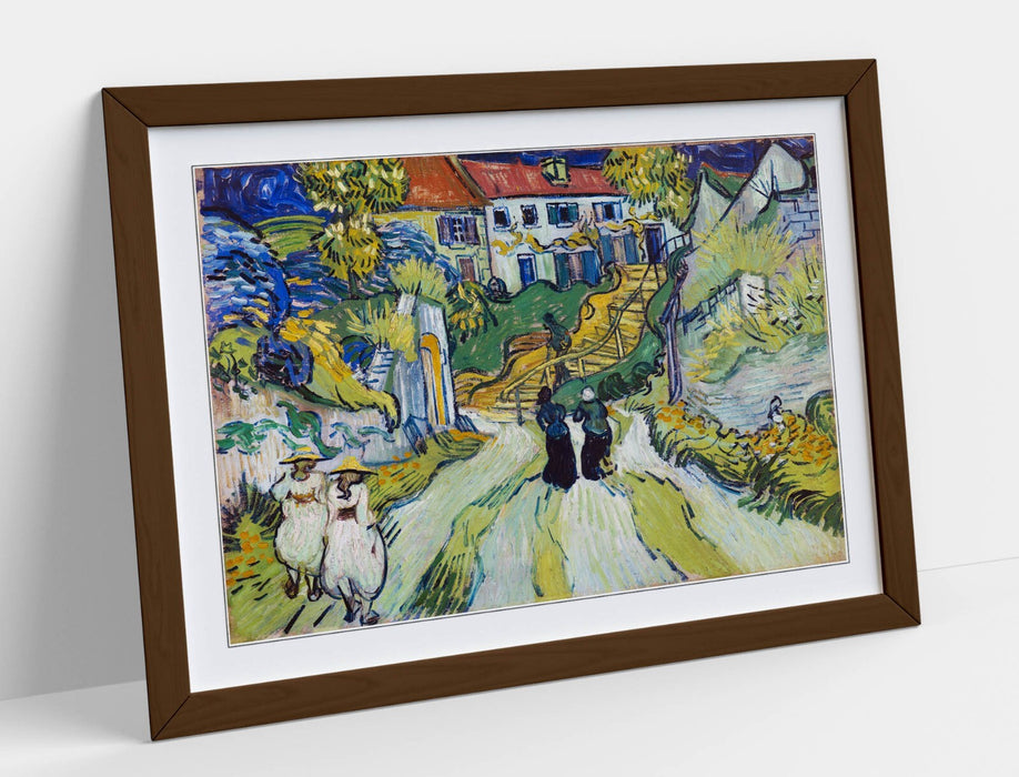 Framed Art Poster - Vincent Van Gogh Stairway At Auvers | Matte Paper Print UK Made