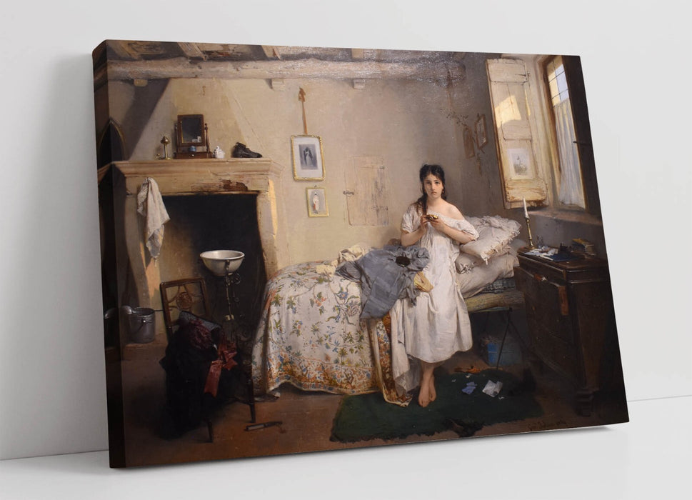 Canvas Wall Art - Gerolamo Induno Sad Feeling Painting on Handmade Canvas Print