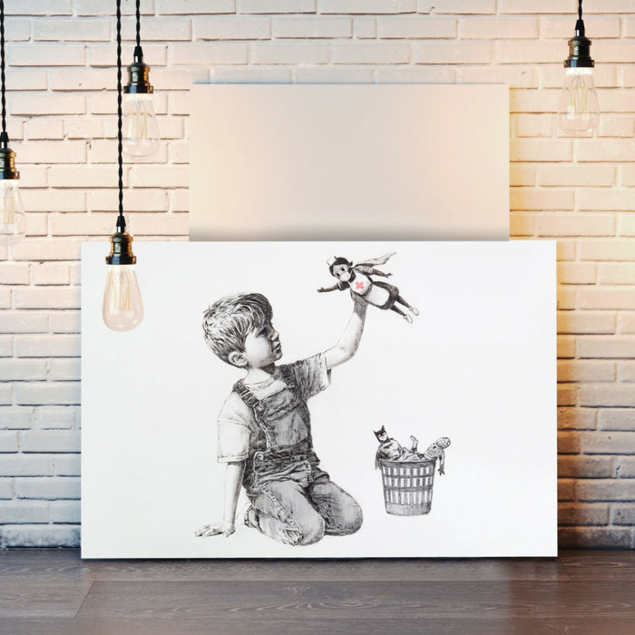 BANKSY GAME CHANGER SUPER NURSE CANVAS WALL ART PRINT ARTWORK GRAFFITI  LND
