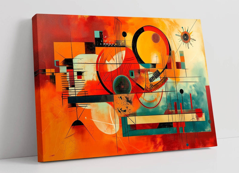 Abstract Canvas Wall Art - Orange Blue Kandinsky Style Modern Wall Decor Print