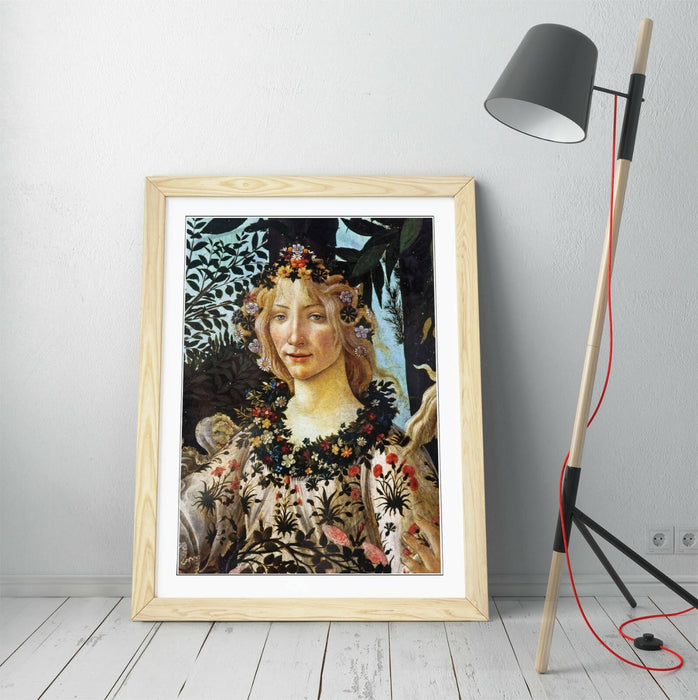 Framed Art Print - Sandro Botticelli Primavera Wall Art Picture With Woodgrain Frame