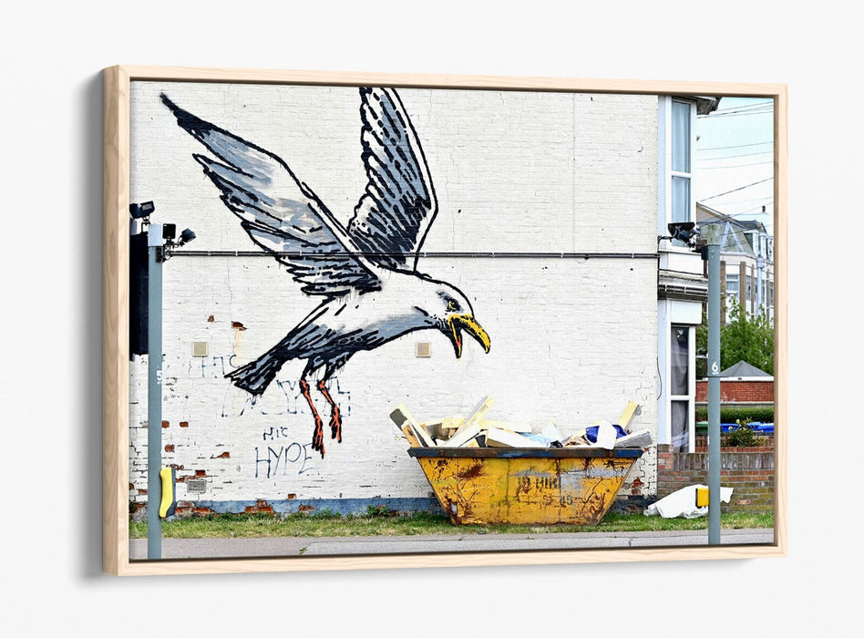 Canvas Wall Art Print - Banksy Seagull Graffiti Urban Street Art | Float Effect Canvas