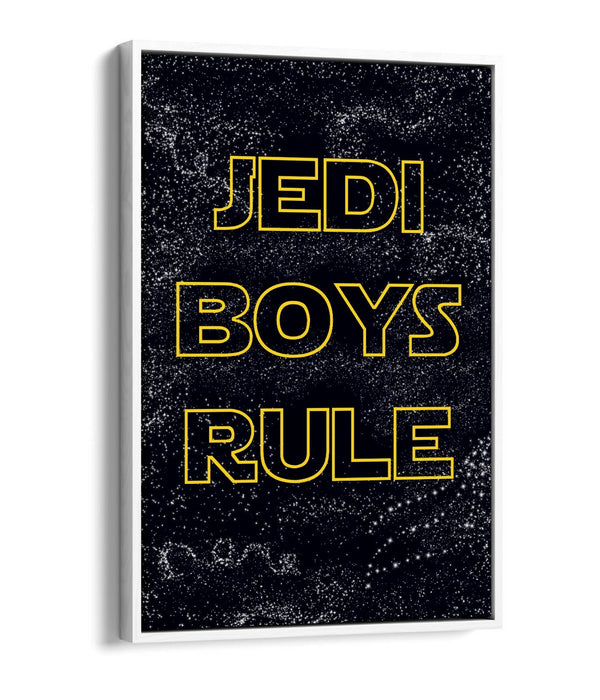 "JEDI BOYS RULE" STAR WARS STYLE QUOTE KIDS ROOM -FLOAT EFFECT CANVAS ART PRINT
