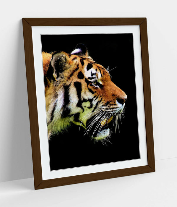 TIGER HEAD -FRAMED ART POSTER PICTURE PRINT ARTWORK- BLACK