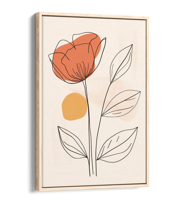 Minimalist Flower Canvas – Contemporary Wall Art With Float Effect Frame