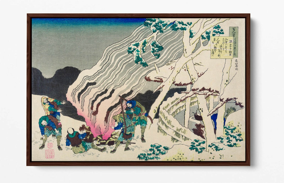 HOKUSAI, FIRE IN THE SNOW -FLOAT EFFECT CANVAS WALL ART PIC PRINT- JAPANESE ART