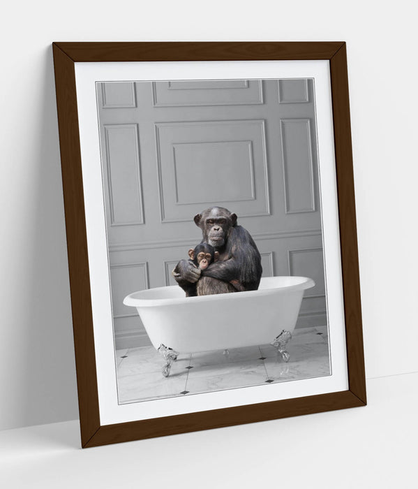 MONKEY CHIMP IN BATHTUB -QUIRKY ART FRAMED POSTER PICTURE PRINT BATHROOM ARTWORK