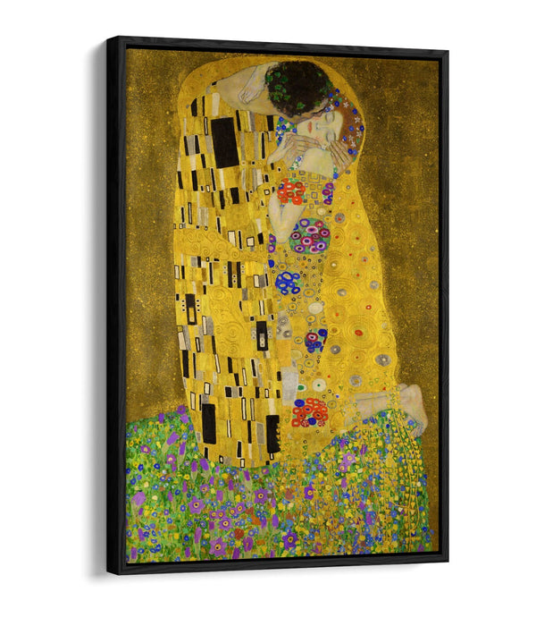 GUSTAV KLIMT, THE KISS -FLOAT EFFECT CANVAS WALL ART PIC PRINT- GOLD FAMOUS ART