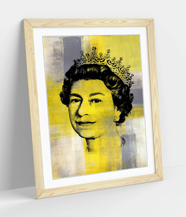 QUEEN YELLOW GREY -FRAMED ART POSTER PICTURE PRINT ARTWORK- BLACK