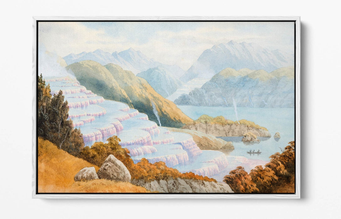 Canvas Wall Art - John Hoyte Pink Terraces Float Effect Premium Frame Print